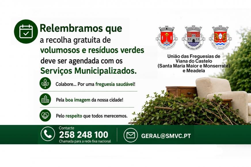 Aviso de recolha gratuita de volumosos e res&iacute;duos verdes