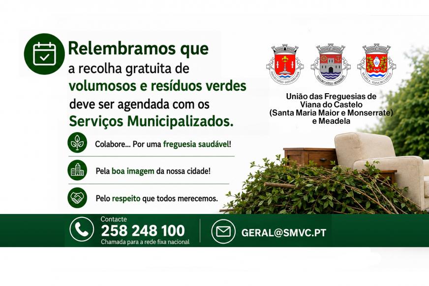 Aviso de recolha gratuita de volumosos e res&iacute;duos verdes